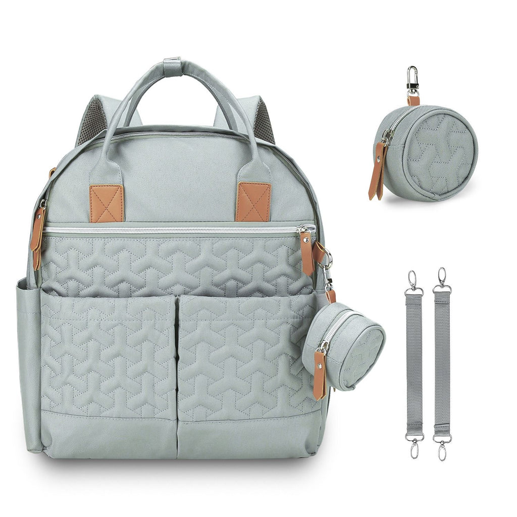 Quilted Multi-Functional Diaper Backpack with Pacifier Case