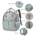 Quilted Multi-Functional Diaper Backpack with Pacifier Case