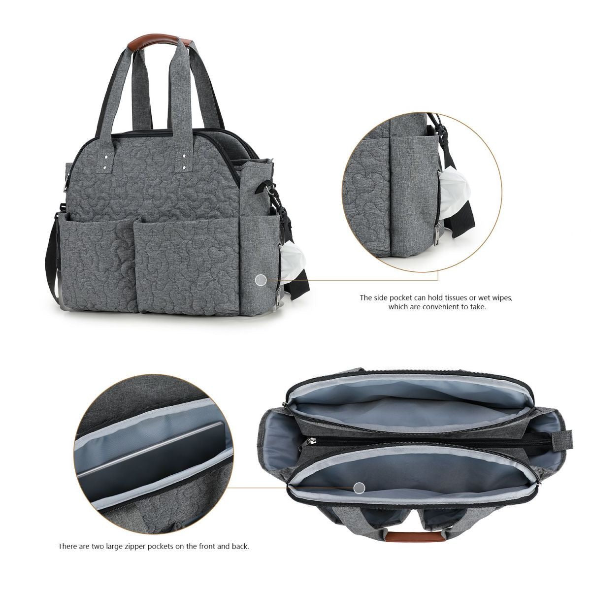 Multifunctional Quilted Diaper Tote & Crossbody Bag