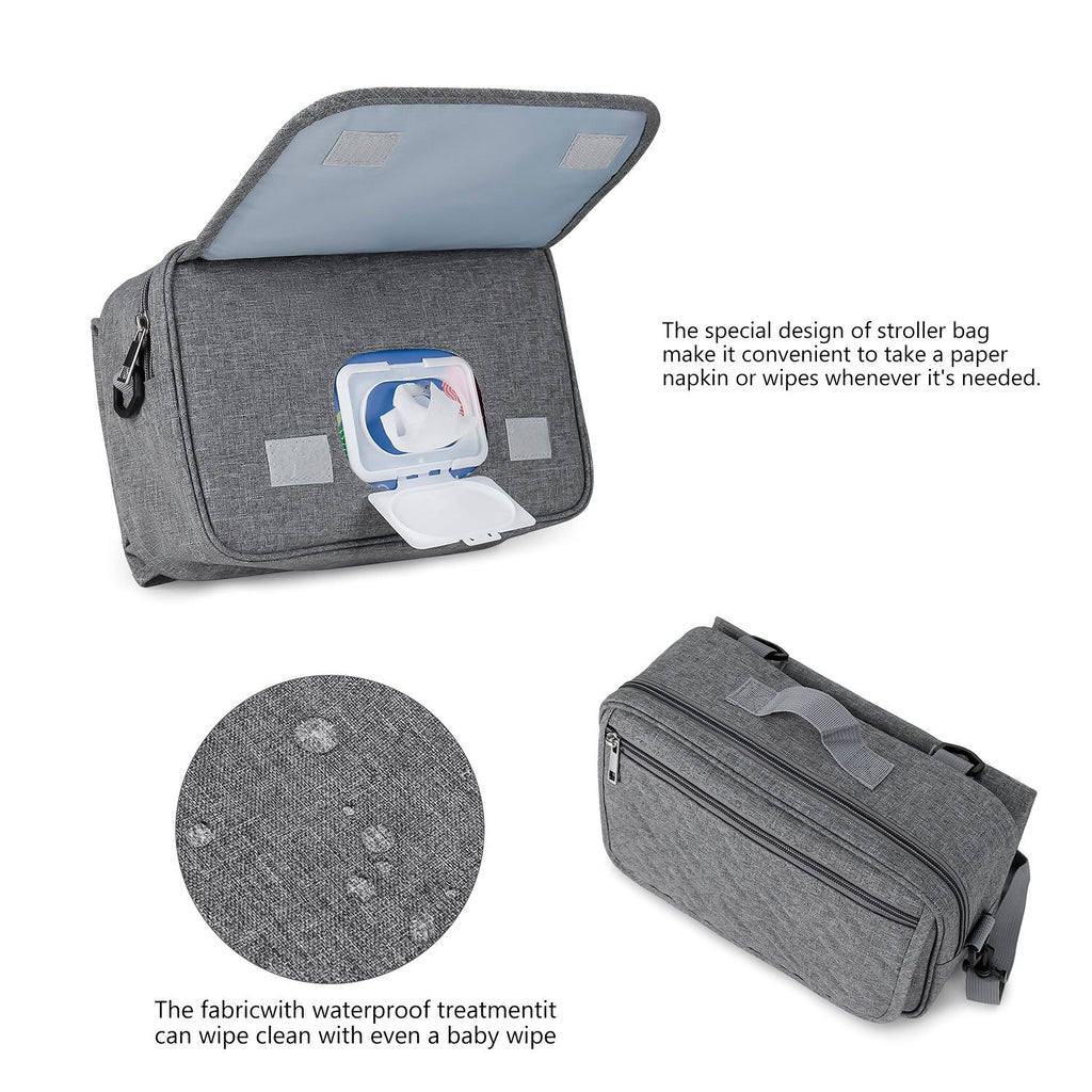 2-in-1 Compact Stroller Organizer & Diaper Changing Bag