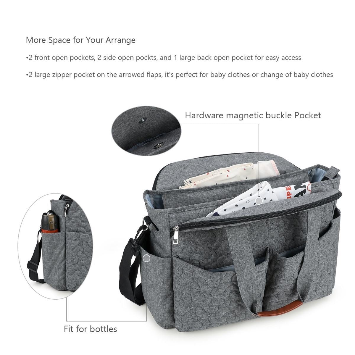 Multifunctional Quilted Diaper Tote & Crossbody Bag