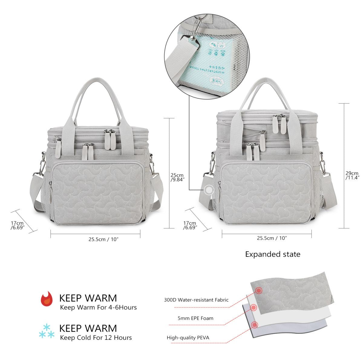 Quilted Double-layer Insulated Lunch/Mummy Bag