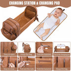 Quilted Multi-Functional Diaper Backpack with Pacifier Case