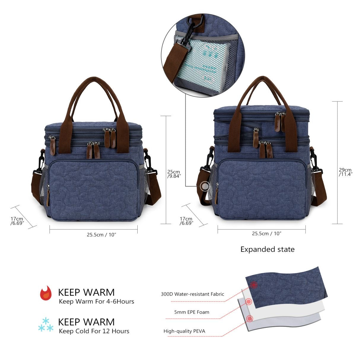 Quilted Double-layer Insulated Lunch/Mummy Bag