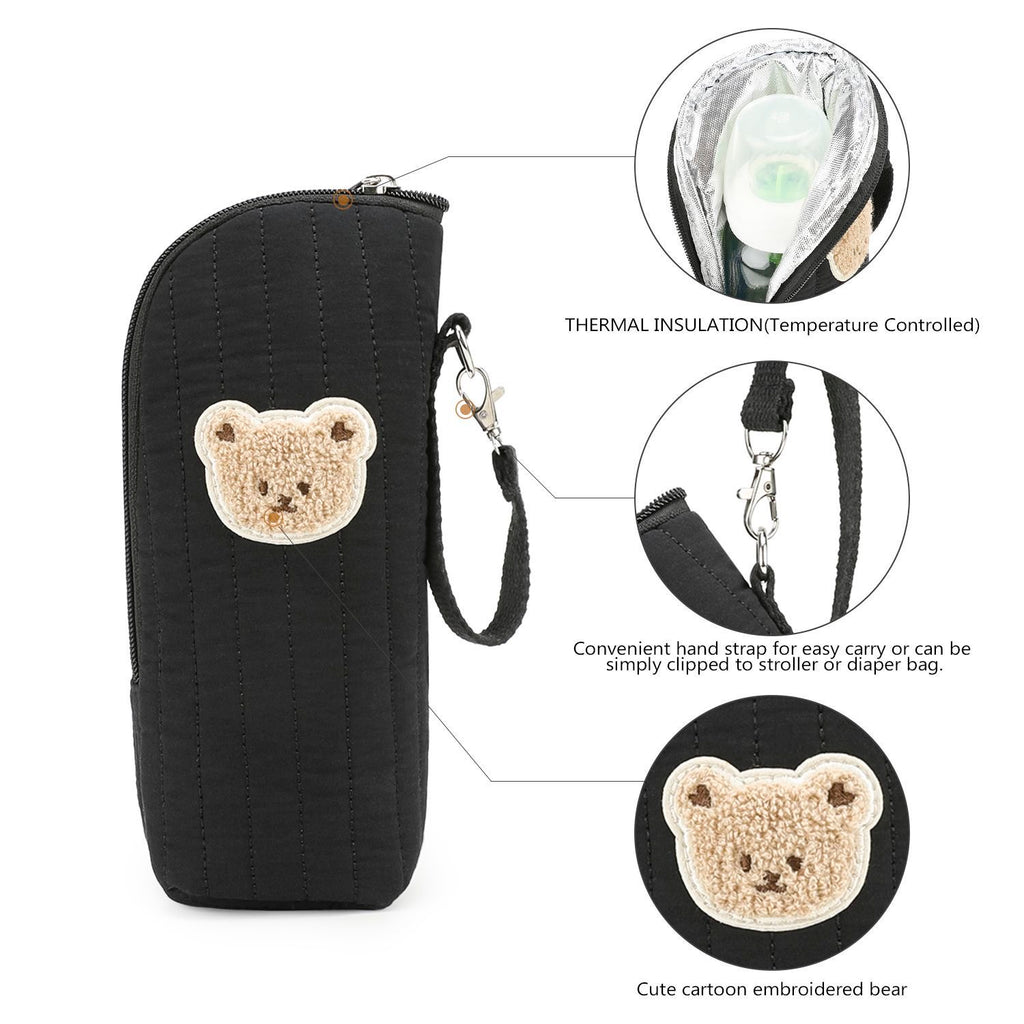 Quilted Little Bear Insulated Baby Bottle Tote
