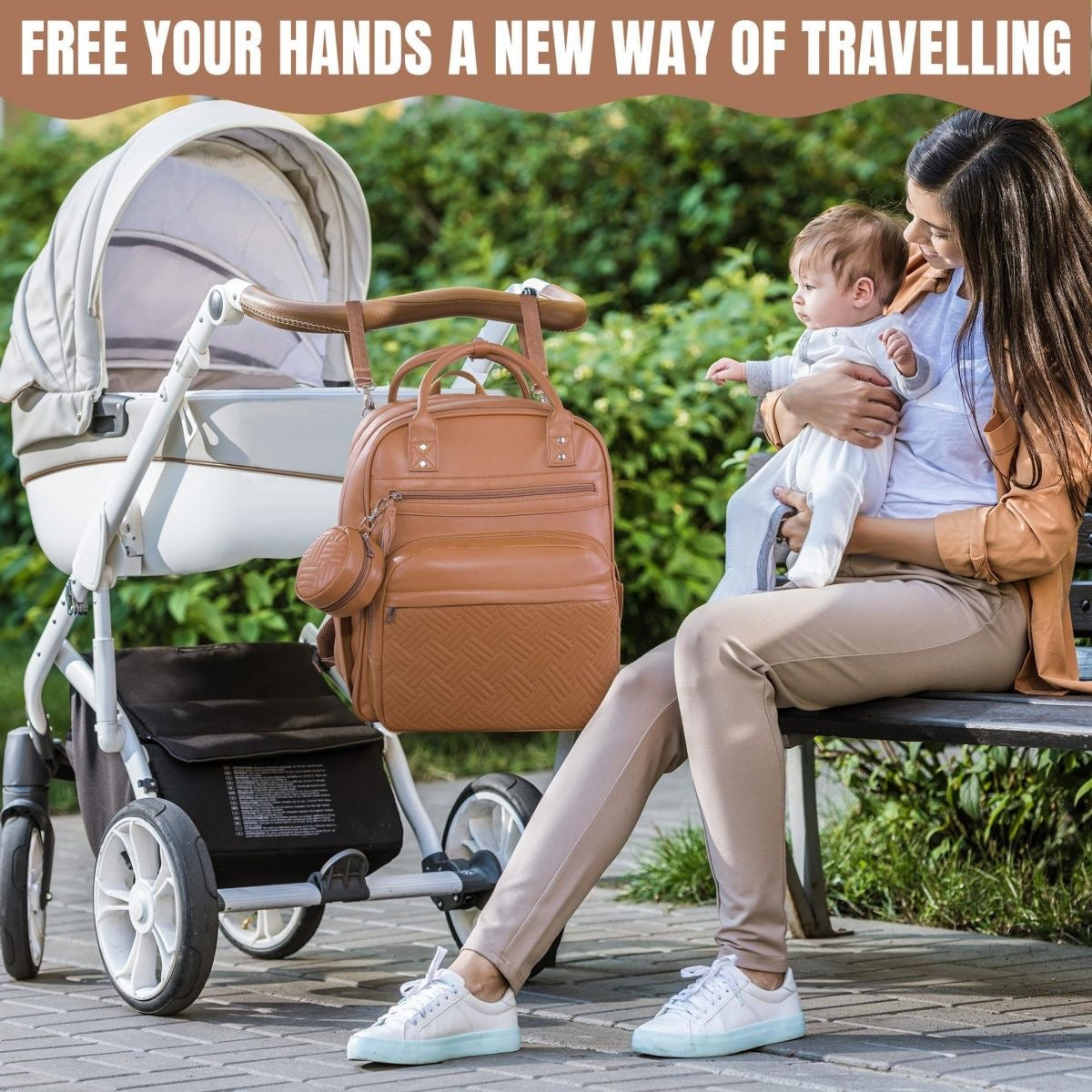 Quilted Multi-Functional Diaper Backpack with Pacifier Case