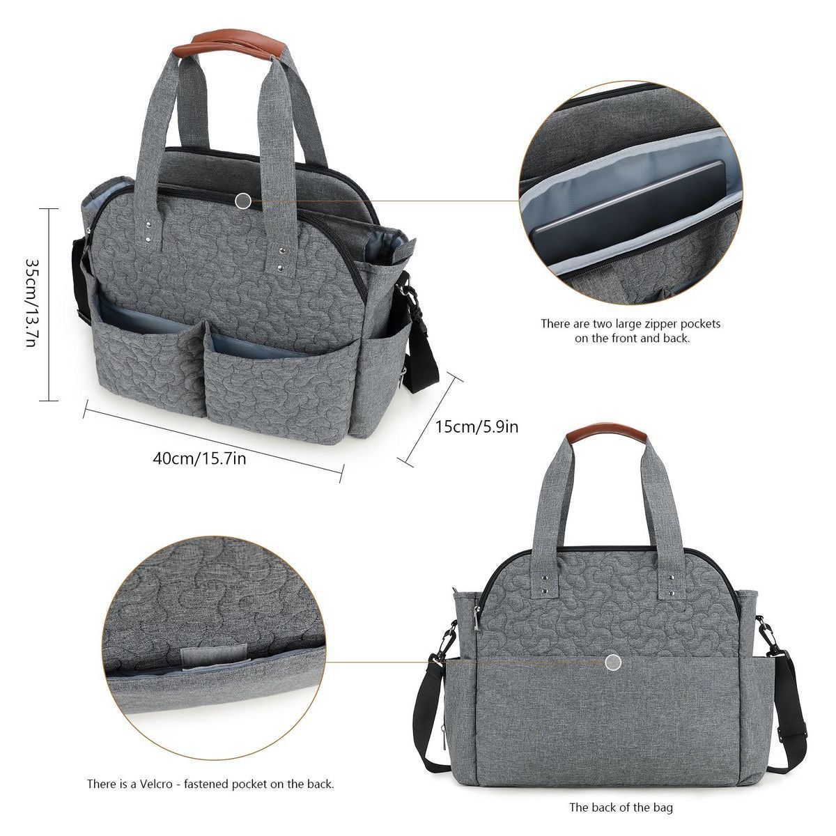 Multifunctional Quilted Diaper Tote & Crossbody Bag
